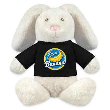 Banane Kostüm Karneval Obst Aufkleber Gelb Lustig - MiniFeet® RecycelHase® Creme - Schwarz - Vorne