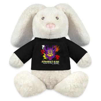Midnight Rage Glitch Oni Face Style Urbain - Lapin en peluche recyclé MiniFeet® Crème - noir - Devant