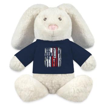 Chef du drapeau américain - Lapin en peluche recyclé MiniFeet® Crème - bleu marine - Devant