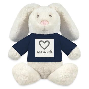 Cœur et joie de vivre - Lapin en peluche recyclé MiniFeet® Crème - bleu marine - Devant