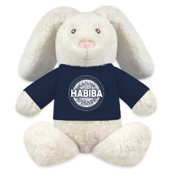 Idée cadeau Habiba - Lapin en peluche recyclé MiniFeet® Crème - bleu marine - Devant