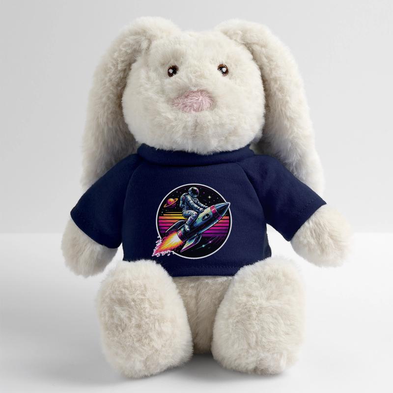Astronaut on rocket in retro sunset MiniFeet® RecycelHase® Bunny Cream