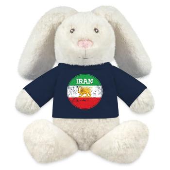 Emblème Lion Iran Vintage Rond - Lapin en peluche recyclé MiniFeet® Crème - bleu marine - Devant
