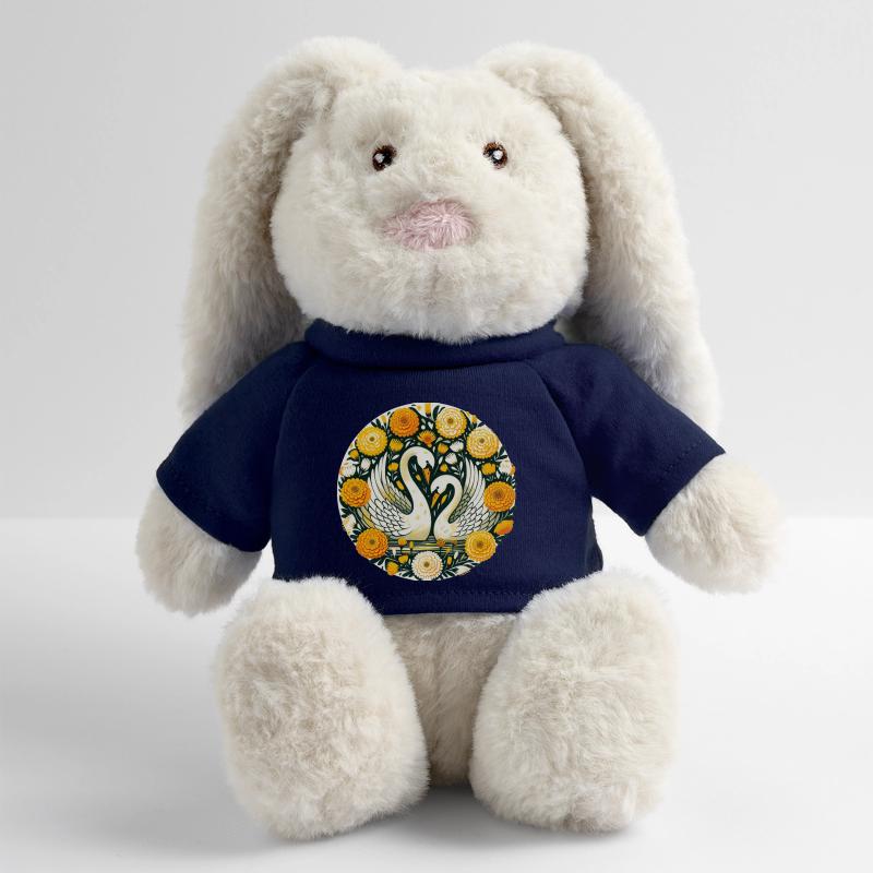 Cygnes dans le cercle fleuri doré Lapin en peluche recyclé MiniFeet® Crème