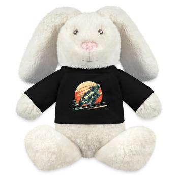 Sportmoto, schnelles Fahren mit einem großen Sonnenuntergang - MiniFeet® RecycelHase® Creme - Schwarz - Vorne