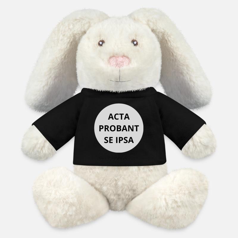 Acta probant se ipsa - Lapin en peluche recyclé MiniFeet® Crème - noir