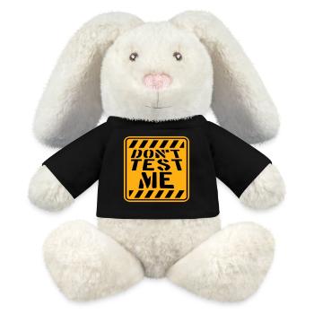 Ne me teste pas, signe, citation coquine et drôle qui dit - Lapin en peluche recyclé MiniFeet® Crème - noir - Devant
