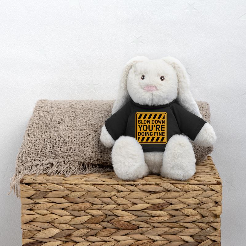 Slow Down You're Doing Fine Motivation Saying Logo MiniFeet® RecycelHase® Bunny Cream