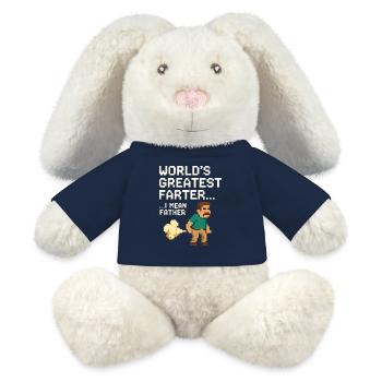 T-shirt drôle pour la fête des pères pour un papa gamer Pixel Art - Lapin en peluche recyclé MiniFeet® Crème - bleu marine - Devant