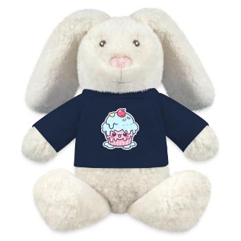 Kawaii Cupcake mit blauem Zuckerguss - MiniFeet® RecycelHase® Creme - French Navy - Vorne
