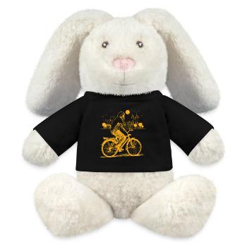 Fahrrad Alter Mann Stadt Skyline Radfahren - MiniFeet® RecycelHase® Bunny Cream - black - Front