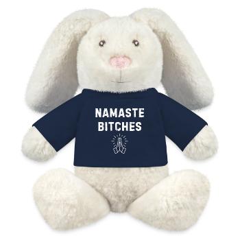 Namaste - Design Drôle pour Yoga, Méditation - Lapin en peluche recyclé MiniFeet® Crème - bleu marine - Devant
