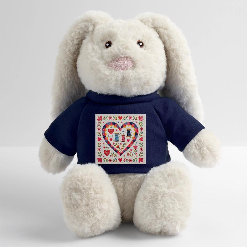 Cœur patchwork avec des fils Lapin en peluche recyclé MiniFeet® Crème