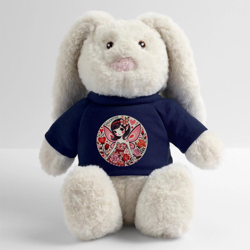 Fée de la Saint-Valentin Fleur Lapin en peluche recyclé MiniFeet® Crème