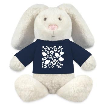 Abstrakte Pfingstrosen L Weiß Transparent - MiniFeet® RecycelHase® Creme - French Navy - Vorne
