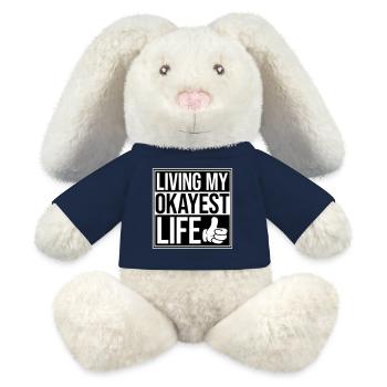 Vivre ma vie la plus correcte Drôle de dicton, médiocre - Lapin en peluche recyclé MiniFeet® Crème - bleu marine - Devant