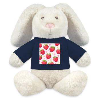 Kawaii Strawberry Polka Dot Pattern Pink - MiniFeet® RecycelHase® Bunny Cream - french navy - Front