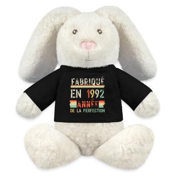 Fabriqué en 1992 – Année de Perfection - Lapin en peluche recyclé MiniFeet® Crème - noir - Devant