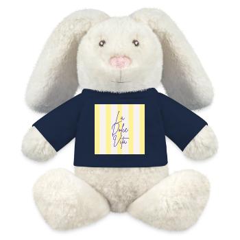 Minimalist LA DOLCE VITA Graphic Tee Design - Lapin en peluche recyclé MiniFeet® Crème - bleu marine - Devant