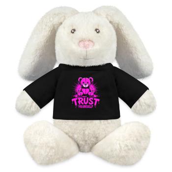 Trust Yourself Edgy Pink Teddy Bear - MiniFeet® RecycelHase® Bunny Cream - black - Front