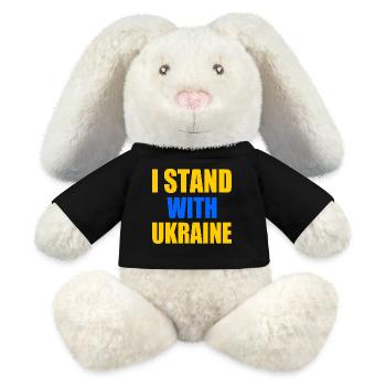 I stand with ukraine - Lapin en peluche recyclé MiniFeet® Crème - noir - Devant
