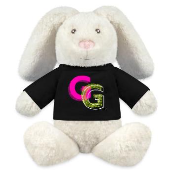 Lettre initiale G - Lapin en peluche recyclé MiniFeet® Crème - noir - Devant
