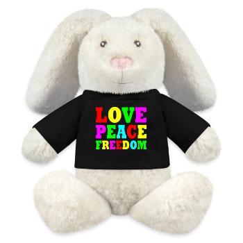 Love peace freedom - Lapin en peluche recyclé MiniFeet® Crème - noir - Devant