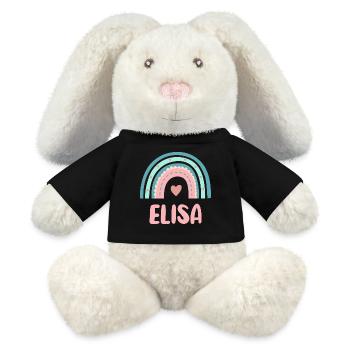 Elisa Name Regenbogen Baby - MiniFeet® RecycelHase® Creme - Schwarz - Vorne