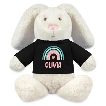 Olivia Name Rainbow Baby - MiniFeet® RecycelHase® Bunny Cream - black - Front