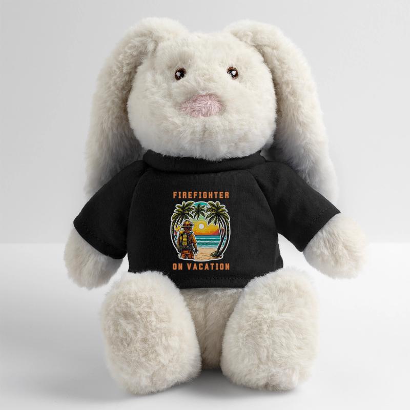 Pompier en vacances Lapin en peluche recyclé MiniFeet® Crème