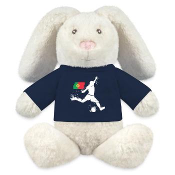 Fußball Spieler Explosion Portugal EM 2024 Symbol - MiniFeet® RecycelHase® Creme - French Navy - Vorne