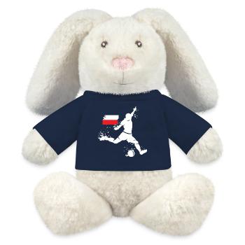 Fußball Spieler Explosion Polen EM 2024 WM Symbol - MiniFeet® RecycelHase® Creme - French Navy - Vorne