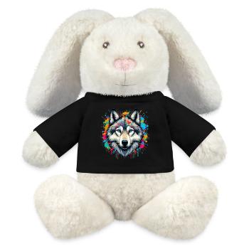 Loup - Lapin en peluche recyclé MiniFeet® Crème - noir - Devant