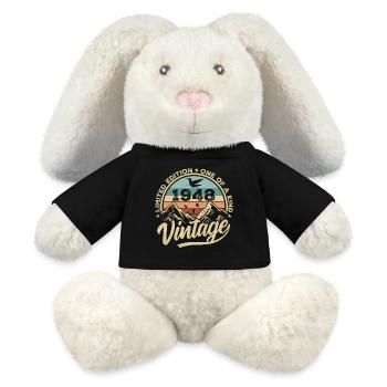 Original Jahrgang 1948 Geburtstagsgeschenk 1948 - MiniFeet® RecycelHase® Creme - Schwarz - Vorne