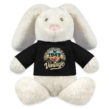 Original Vintage 1943 Birthday Gift 1943 - MiniFeet® RecycelHase® Bunny Cream - black - Front