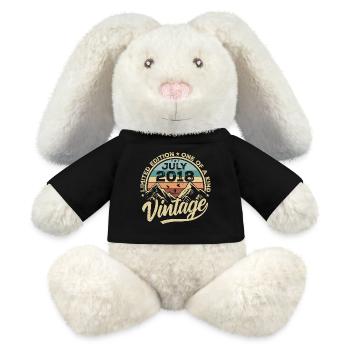 Geboren Im Juli 2018 Jahrgang Geburtstag Juli 2018 - MiniFeet® RecycelHase® Creme - Schwarz - Vorne