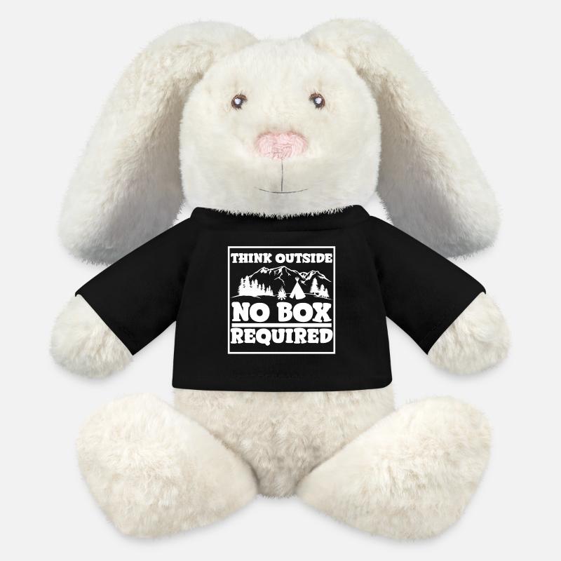 camping - Lapin en peluche recyclé MiniFeet® Crème - noir