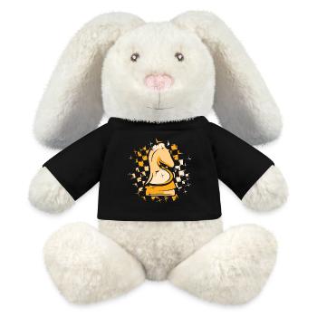 Schach Knight Farben Schachmuster Illustration - MiniFeet® RecycelHase® Creme - Schwarz - Vorne