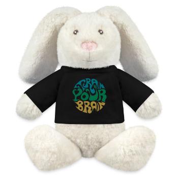 Sixties 60s Typo train your brain Gehirn Training - MiniFeet® RecycelHase® Bunny Cream - black - Front