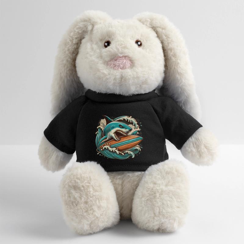 Aventure de surf de requin féroce Lapin en peluche recyclé MiniFeet® Crème