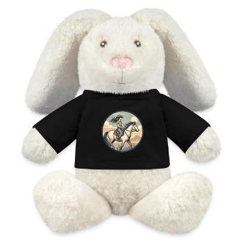 Badge graphique d’équitation vintage - Lapin en peluche recyclé MiniFeet® Crème - noir - Devant