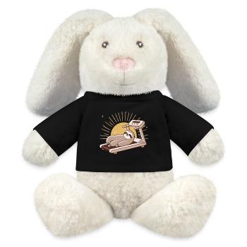 Pensioniertes Faultier auf Laufband Illustration - MiniFeet® RecycelHase® Creme - Schwarz - Vorne