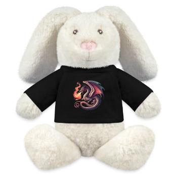 Fierce Dragon Breathing Fire Design - MiniFeet® RecycelHase® Bunny Cream - black - Front