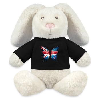 Drapeau de la Nouvelle-Zélande Papillon Design - Lapin en peluche recyclé MiniFeet® Crème - noir - Devant