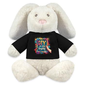 Bricolage ou pleurs - Handwerkeln Upcycling - Lapin en peluche recyclé MiniFeet® Crème - noir - Devant