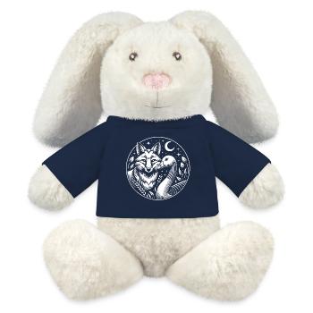 Renard et oie dans l’amitié, l’amour et la paix - Lapin en peluche recyclé MiniFeet® Crème - bleu marine - Devant