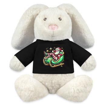 Frecher Weihnachtsmann, der sich auf dem Schlitten räkelt - MiniFeet® RecycelHase® Creme - Schwarz - Vorne