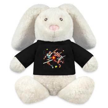 Retro Tennis Clash Cartoon Design - MiniFeet® RecycelHase® Bunny Cream - black - Front