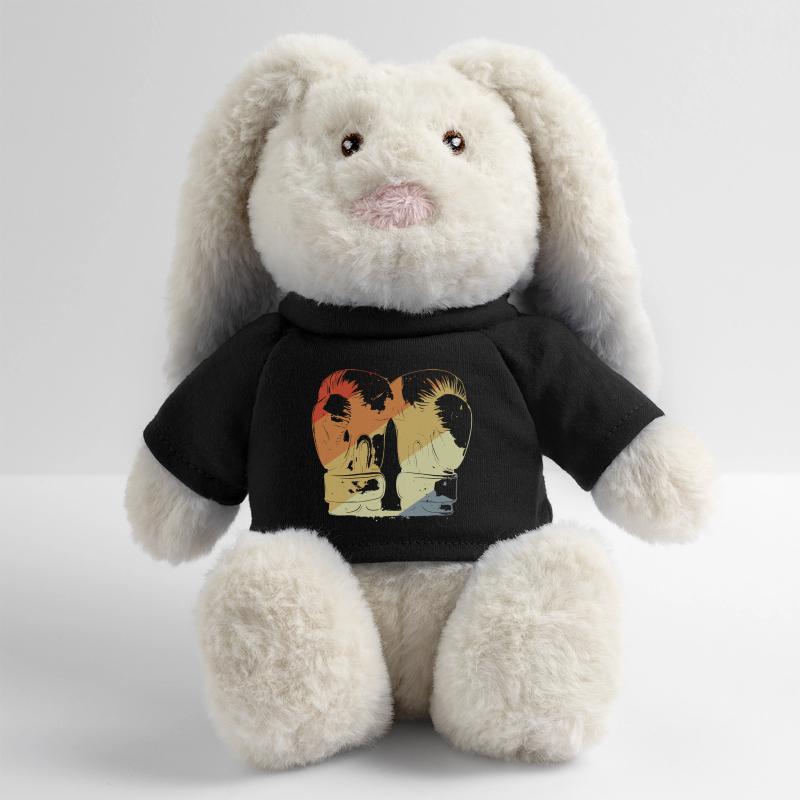 Gants de boxe Retro Lapin en peluche recyclé MiniFeet® Crème