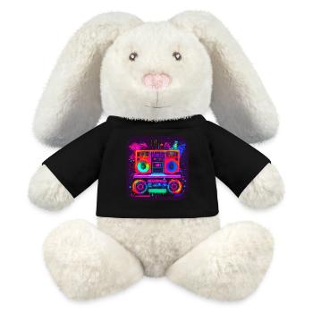 Star de la radio rétro des années 80 - Lapin en peluche recyclé MiniFeet® Crème - noir - Devant